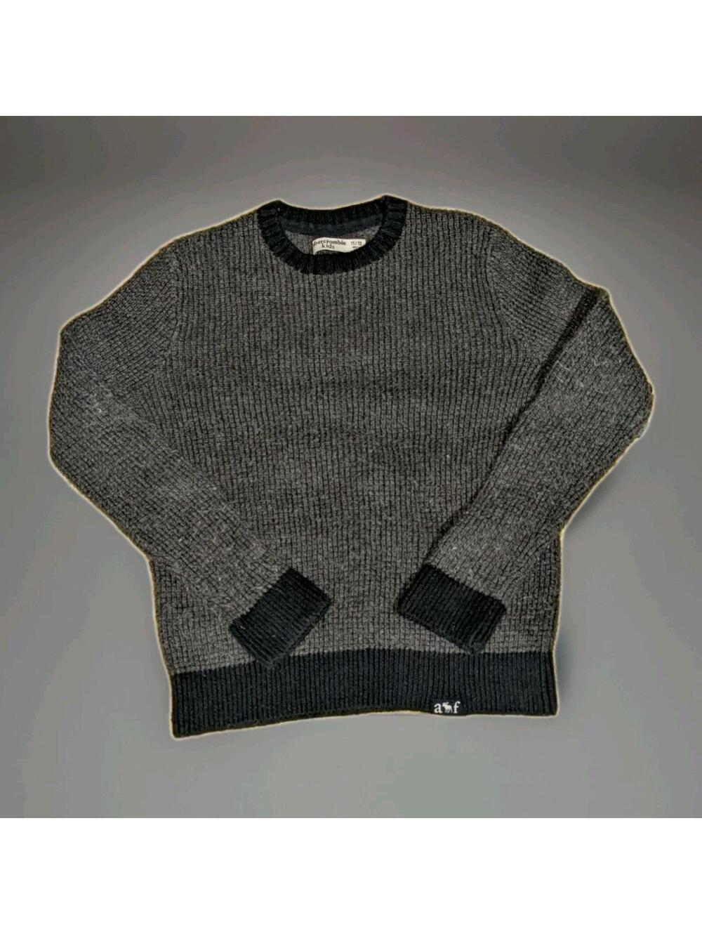 Abercrombie And Fitch Kids Sweater 11/12 Waffle Knit Long Sleeve Gray